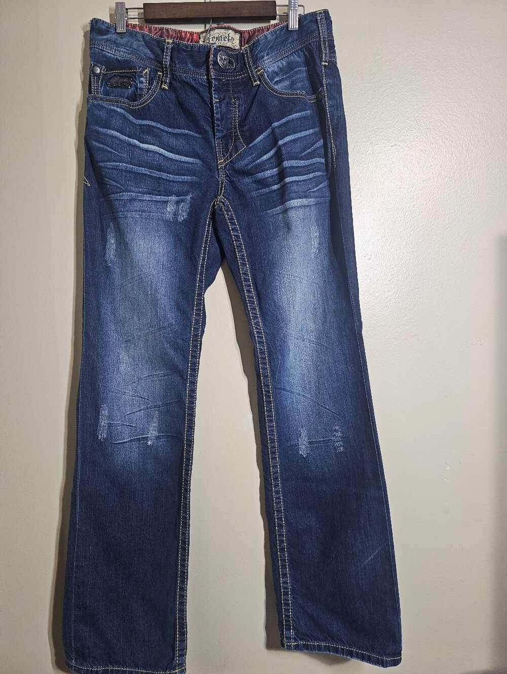 Remetee Rampart Mens 34x34 Straight Distressed Jeans Dark Wash Y2K Denim